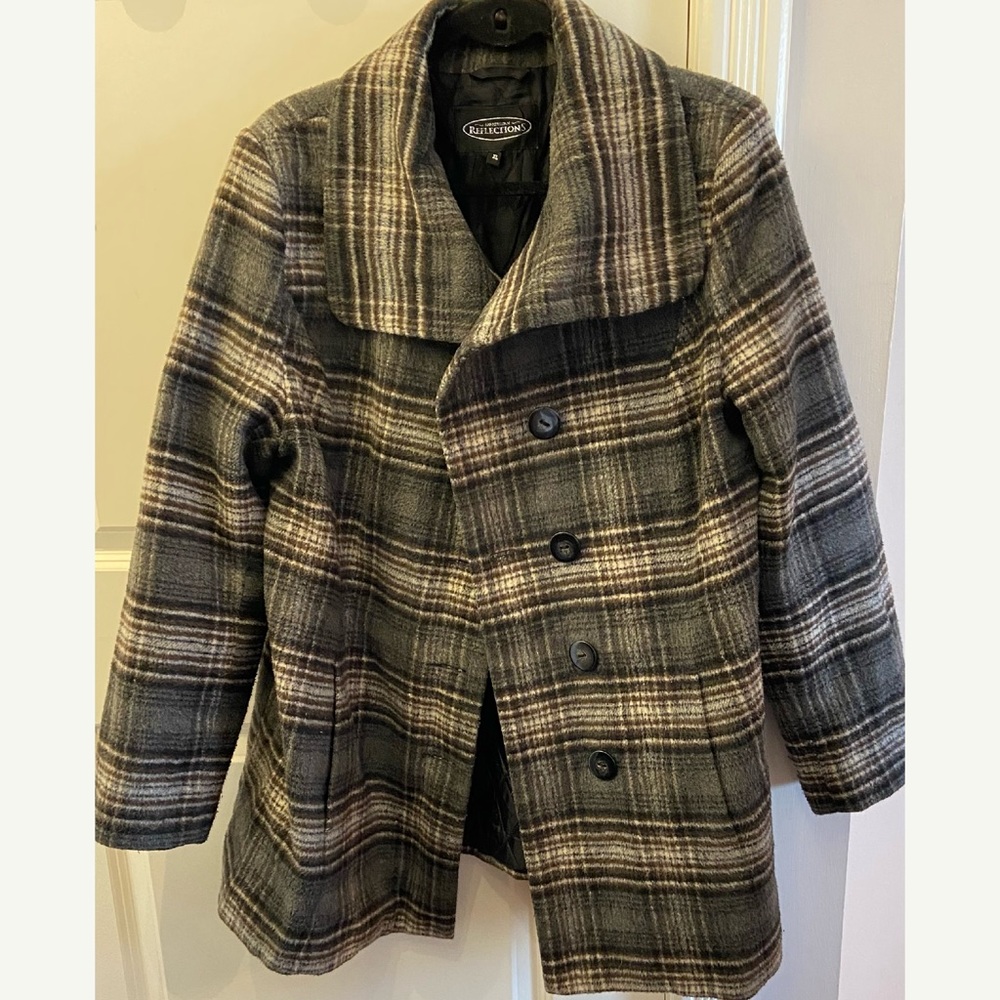 Plaid pea coat